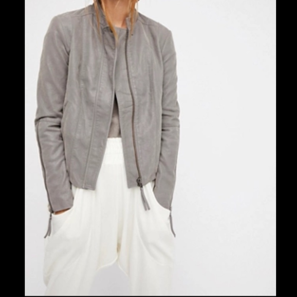 free people cool and clean jacket moto distressed suede edgy zipper large